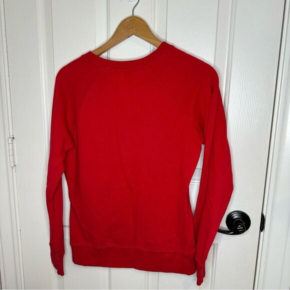 Y2K Fox Racing Red Black Logo Spellout Scoop Neck Sweatshirt Sz M Grunge Mcbling - Picture 3 of 8